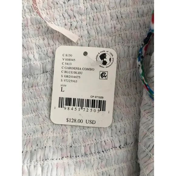 Free People Bali Checked Out Print Romper Women's Large Gardenia Combo NEW - Picture 8 of 11